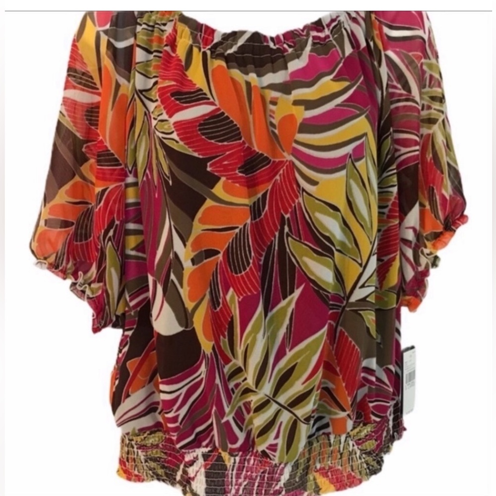 AGB Tropical Print Blouse Top NWT